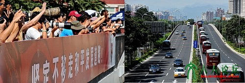 阅兵凯旋，首都群众拍照挥手伸出大拇指致意：感谢大兵！！